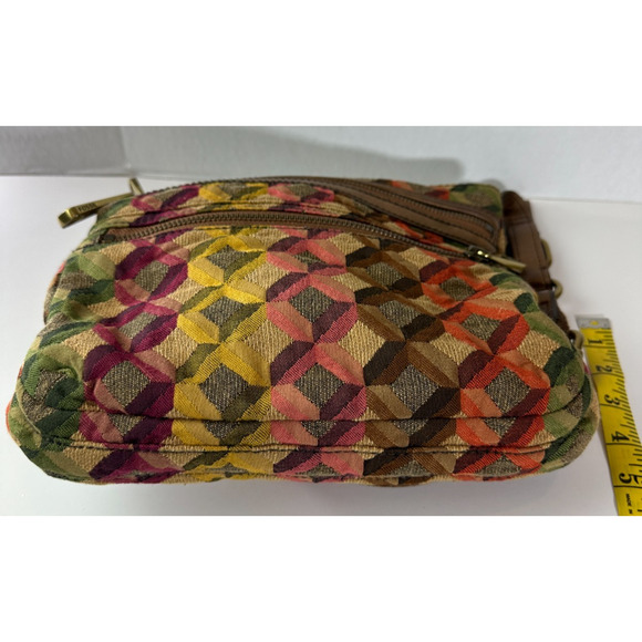FOSSIL Diamond Tapestry Zip Crossbody Shoulder Bag Geo Hippie Boho Festival - Picture 5 of 14